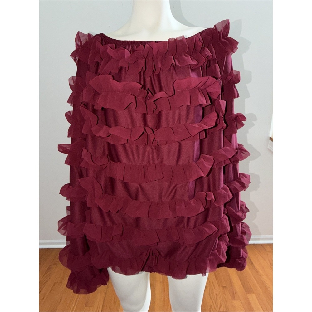 Ashley Stewart Ruffled Blouse‎ Burgundy NWT Off Shoulder Size 22/24